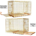 24-42" Copper Gold Wire Dog Crate GLD24/30/36/42