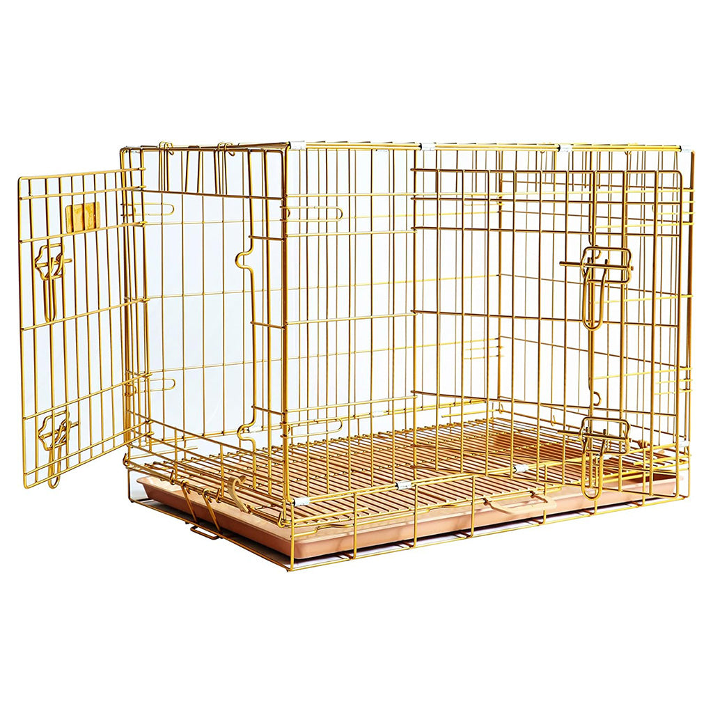 24-42" Copper Gold Wire Dog Crate GLD24/30/36/42