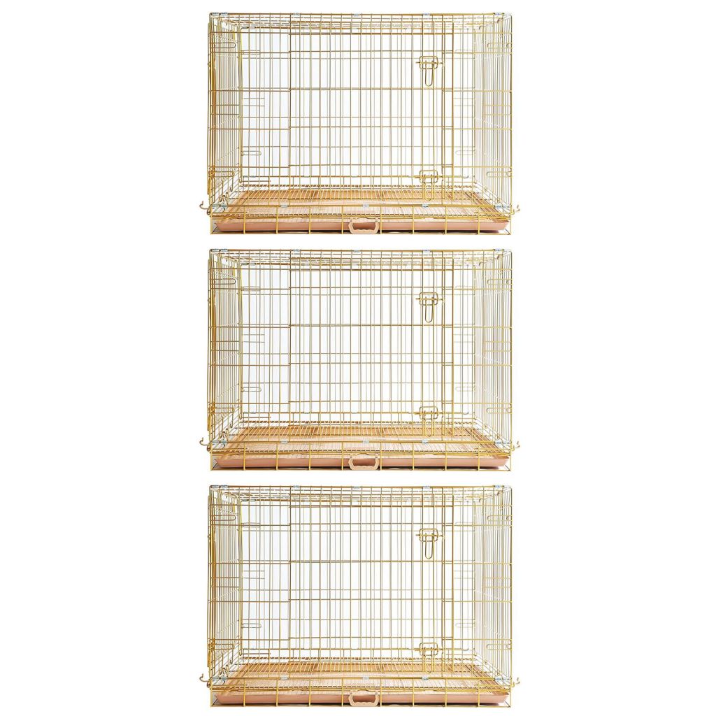 24-42" Copper Gold Wire Dog Crate GLD24/30/36/42
