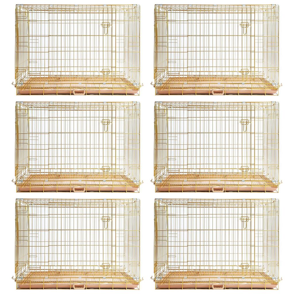 24-42" Copper Gold Wire Dog Crate GLD24/30/36/42