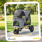 3 Wheel Pet Stroller with Easy One-Click Quick Fold, Mesh Window, Washable Cushion, for Medium Dogs