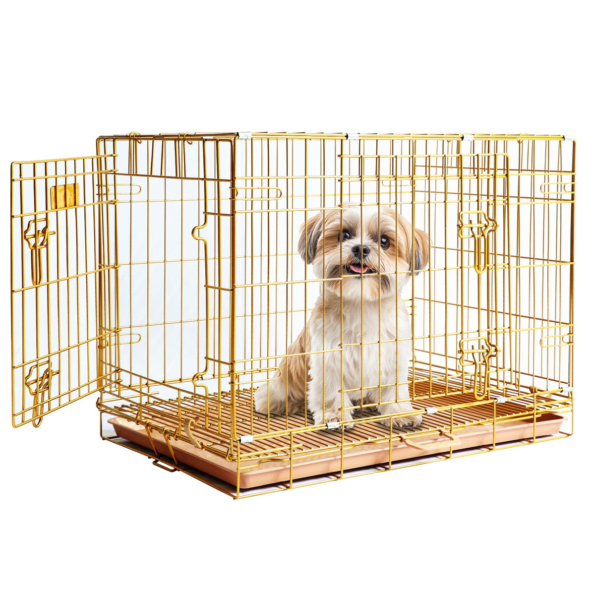 24-42" Copper Gold Wire Dog Crate GLD24/30/36/42