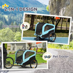 2-in-1 Dog Bike Trailer Pet Stroller Carrier for Large Dogs