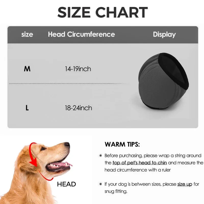 Dog Ear Muffs Noise Canceling Calming Head Wrap Anxiety Relief Hearing Protection Waterproof Adjustable Pet Earmuff for Thunder
