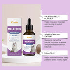 Kriath Cat Melatonin Drops 60ml Pet Calming Supplement Liquid Improve Sleep Quality Reduce Stress Anxiety Relief for Cats