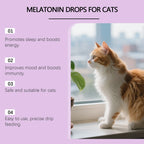 Kriath Cat Melatonin Drops 60ml Pet Calming Supplement Liquid Improve Sleep Quality Reduce Stress Anxiety Relief for Cats