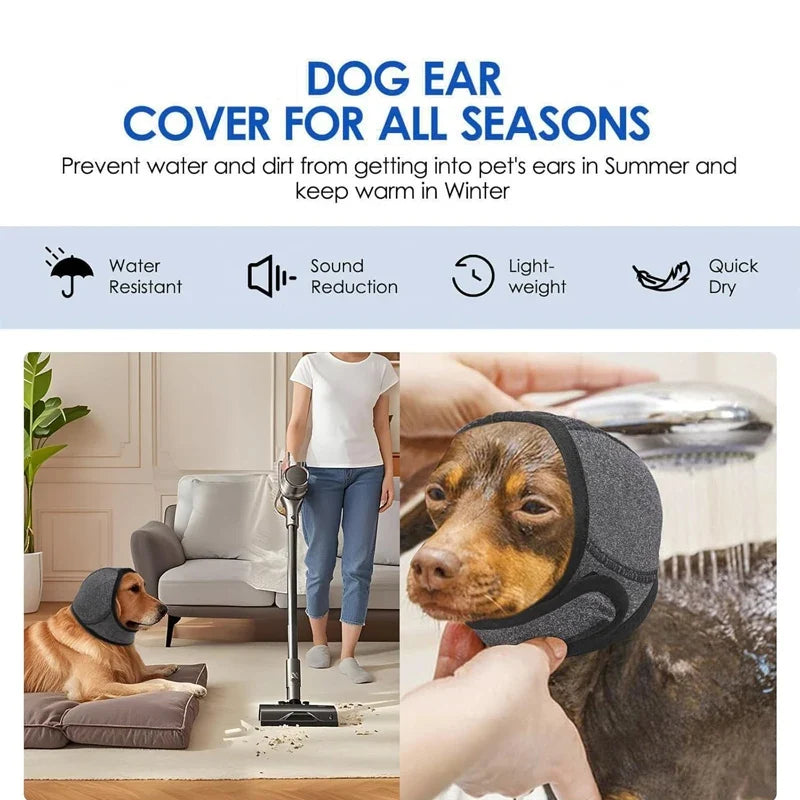 Dog Ear Muffs Noise Canceling Calming Head Wrap Anxiety Relief Hearing Protection Waterproof Adjustable Pet Earmuff for Thunder