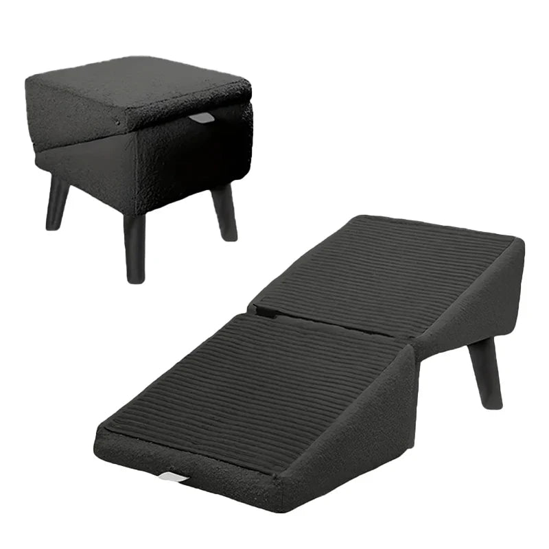 2-in-1 Convertible Wooden Home Step Stool Dog Ramp Stairs, Dog Ramp Ottoman, Folding Non Slip Split Ottoman Doggie Ramp