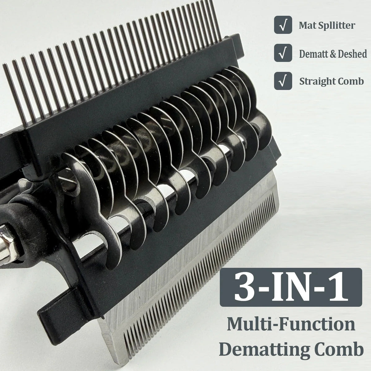 3 in 1 Pet grooming Hair Brush Dog Deshedding Remover Double Sided Shedding Comb with Stainless Steel Teeth Fur Knot Cutter