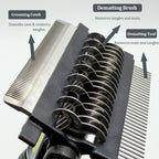3 in 1 Pet grooming Hair Brush Dog Deshedding Remover Double Sided Shedding Comb with Stainless Steel Teeth Fur Knot Cutter