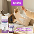 Kriath Cat Melatonin Drops 60ml Pet Calming Supplement Liquid Improve Sleep Quality Reduce Stress Anxiety Relief for Cats