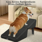 2-in-1 Convertible Wooden Home Step Stool Dog Ramp Stairs, Dog Ramp Ottoman, Folding Non Slip Split Ottoman Doggie Ramp