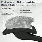 2PCS Slicker Brush For Dogs & Pet Comb,Professional Dog Grooming Brush (Goldendoodles,Poodles,Labradoodles) With Extra Long Pins To Effectively Remove Tangles, Knots And Mats