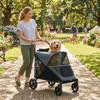 Dog Stroller for Large Dogs Up to 66 LBS with All-Terrain Spring Suspension, 8-Position Adjustable Handle