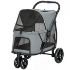3 Wheel Pet Stroller with Easy One-Click Quick Fold, Mesh Window, Washable Cushion, for Medium Dogs
