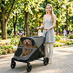 Dog Stroller for Large Dogs Up to 66 LBS with All-Terrain Spring Suspension, 8-Position Adjustable Handle
