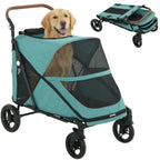 Dog Stroller for Large Dogs Up to 66 LBS with All-Terrain Spring Suspension, 8-Position Adjustable Handle