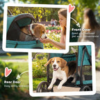3 Wheel Pet Stroller with Easy One-Click Quick Fold, Mesh Window, Washable Cushion, for Medium Dogs