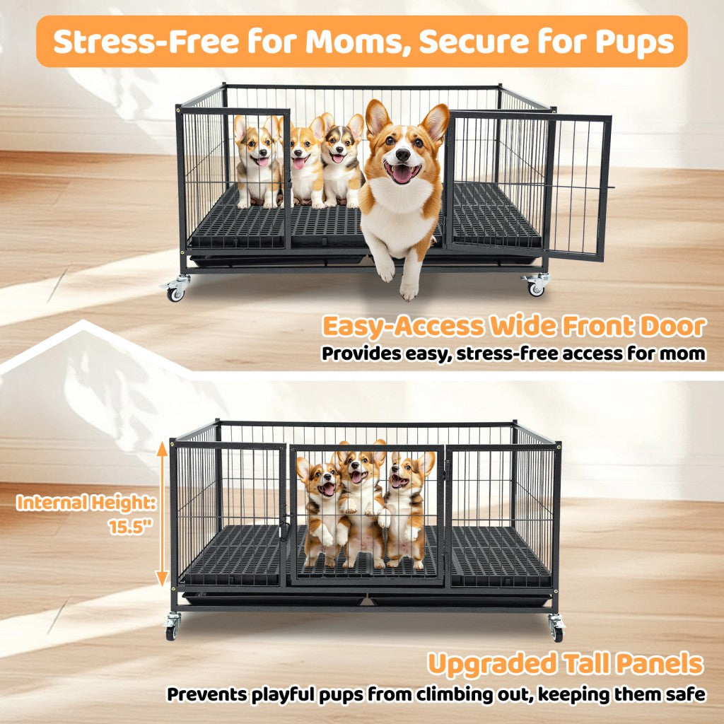 42" Stackable Dog Crate 43T+WHLP02