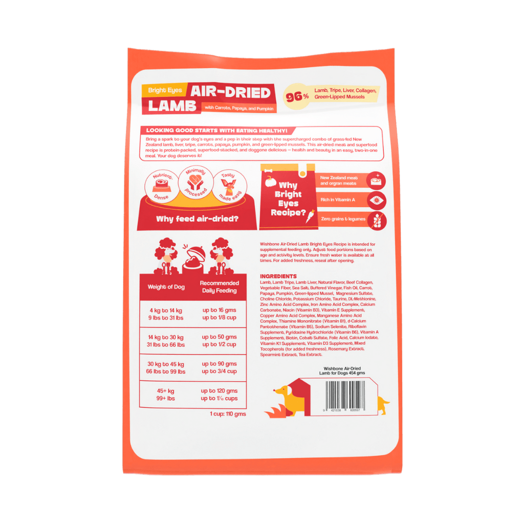 Wishbone Air-Dried Lamb Recipe Dog Food - 454g