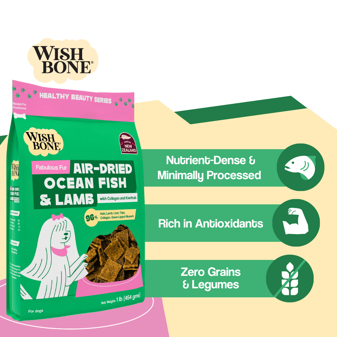 Wishbone Air-Dried Ocean Fish & Lamb Recipe Dog Food - 454g